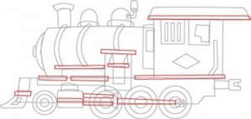 Dampflokomotive zeichnen für Kinder mit einfachem Bleistift