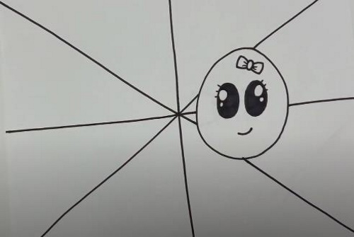 Spinnennetz zeichnen für Kinder mit Bleistift Schritt für Schritt
