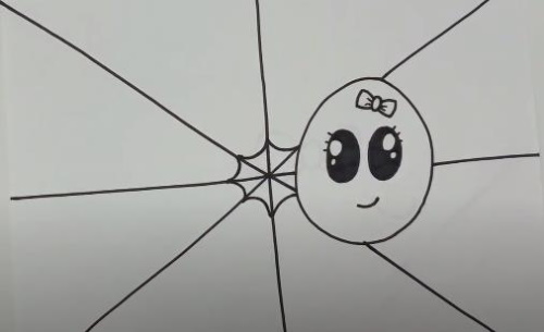 Spinnennetz zeichnen für Kinder mit Bleistift Schritt für Schritt
