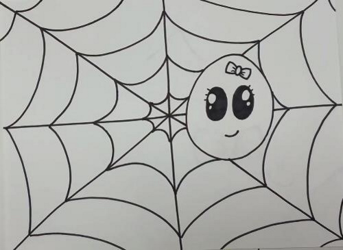 Spinnennetz zeichnen für Kinder mit Bleistift Schritt für Schritt