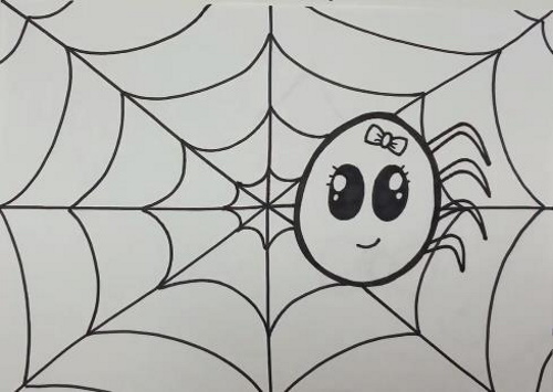 Spinnennetz zeichnen für Kinder mit Bleistift Schritt für Schritt