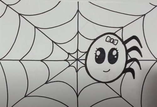 Spinnennetz zeichnen für Kinder mit Bleistift Schritt für Schritt