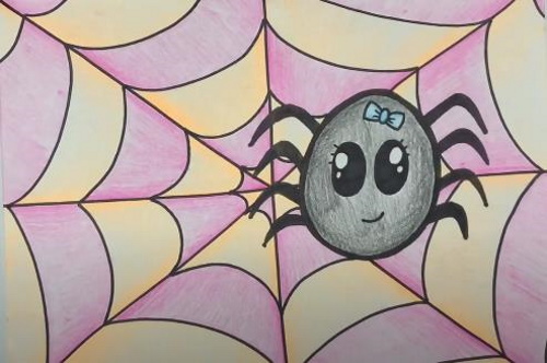 Spinnennetz zeichnen für Kinder mit Bleistift Schritt für Schritt