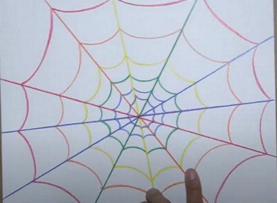 Spinnennetz zeichnen für Kinder mit Bleistift Schritt für Schritt
