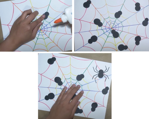Spinnennetz zeichnen für Kinder mit Bleistift Schritt für Schritt