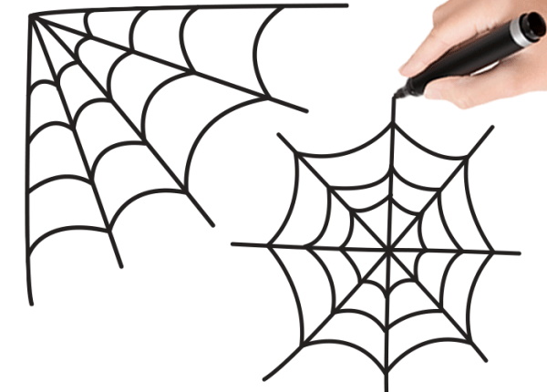 Spinnennetz zeichnen für Kinder mit Bleistift Schritt für Schritt