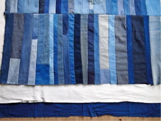 Patchworkdecke aus Denim zum Selbermachen. Meisterklasse