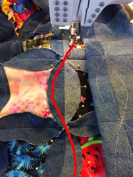 Patchworkdecke aus Denim zum Selbermachen. Meisterklasse