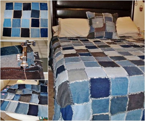 Patchworkdecke aus Denim zum Selbermachen. Meisterklasse
