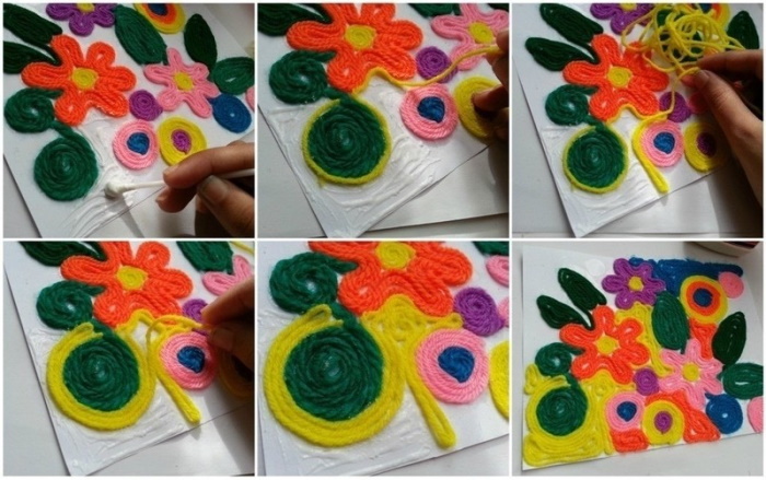 Zeichnen mit Faden und Farben. Wie heißt der Meisterkurs für Kinder?