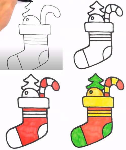 Weihnachtszeichnungen für Kinder zum Nachmalen