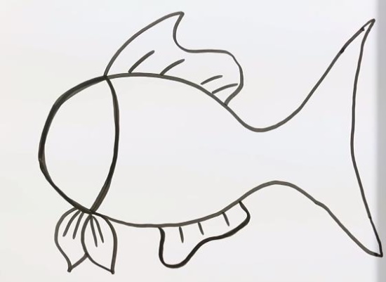 Fischzeichnung für Kinder Schritt für Schritt mit einem Bleistift