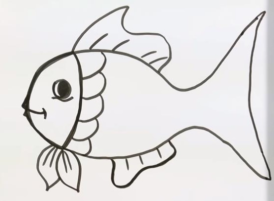 Fischzeichnung für Kinder Schritt für Schritt mit einem Bleistift