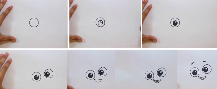 Fischzeichnung für Kinder Schritt für Schritt mit einem Bleistift