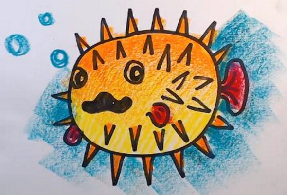 Fischzeichnung für Kinder Schritt für Schritt mit einem Bleistift