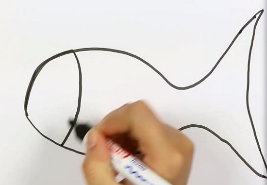 Fischzeichnung für Kinder Schritt für Schritt mit einem Bleistift