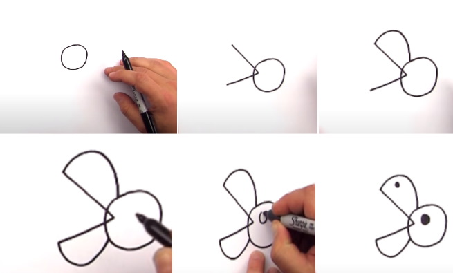 Nilpferd zeichnen für Kinder mit Bleistift Schritt für Schritt