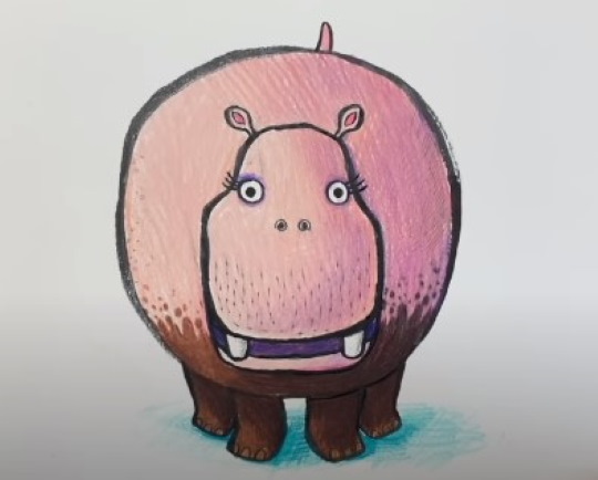 Nilpferd zeichnen für Kinder mit Bleistift Schritt für Schritt
