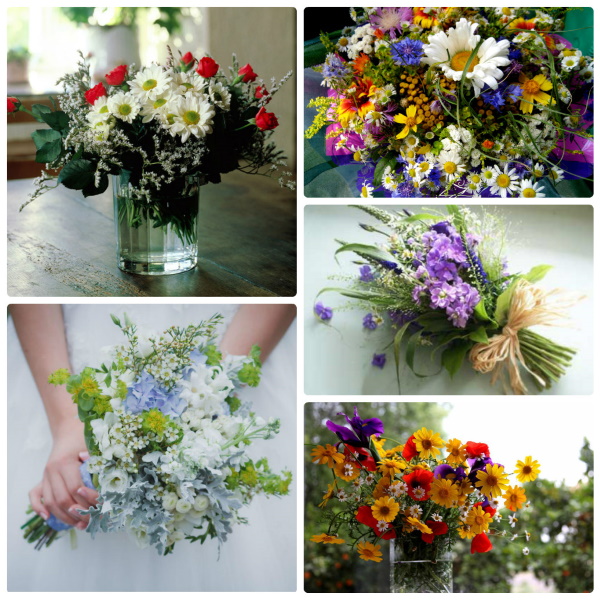 Wunderschöne, handgefertigte Sträuße aus Wildblumen. Foto