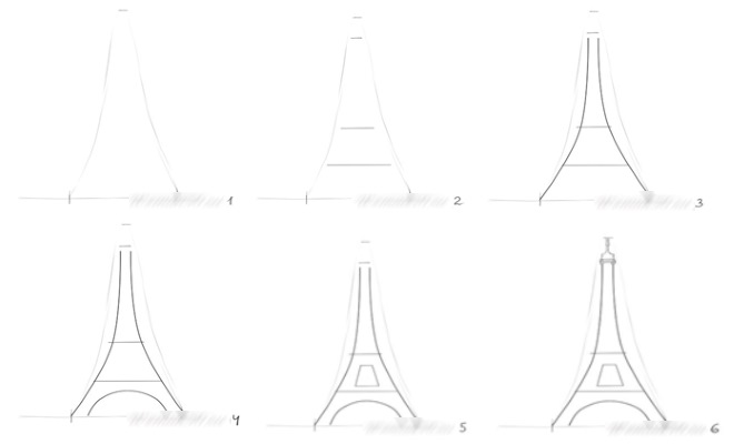 Eiffelturm-Bleistiftzeichnung für Kinder