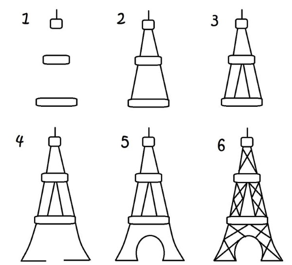 Eiffelturm-Bleistiftzeichnung für Kinder