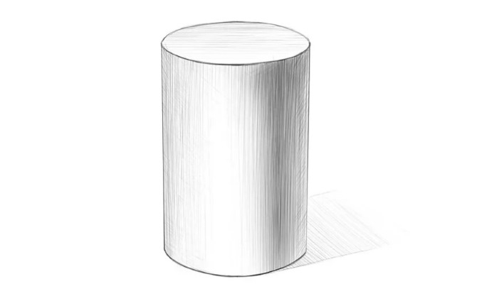 Geometrische Formen mit Schatten. Bleistiftzeichnung Schritt für Schritt