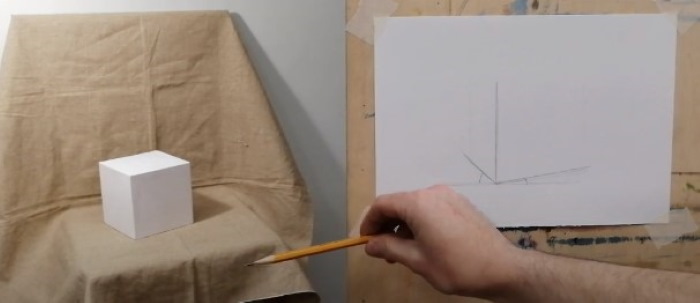 Geometrische Formen mit Schatten. Bleistiftzeichnung Schritt für Schritt
