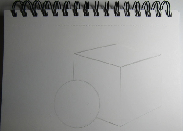 Geometrische Formen mit Schatten. Bleistiftzeichnung Schritt für Schritt