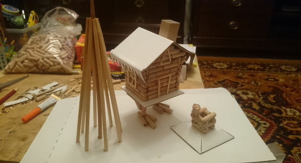 DIY-Hütte auf Hühnerbeinen aus Naturmaterialien