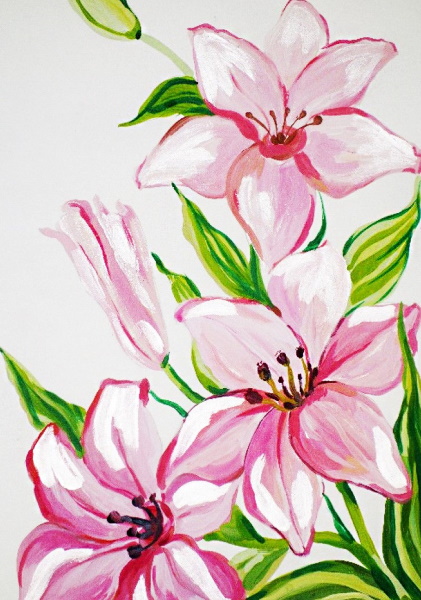 Wie man Blumen mit Gouache Schritt für Schritt für Anfänger und Kinder zeichnet