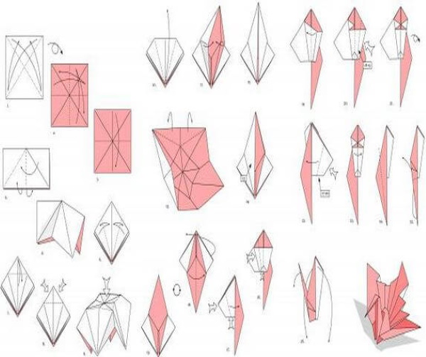 So basteln Sie einen Papierkranich aus Origamipapier