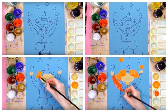 Clownzeichnung für Kinder, Malvorlagen mit Bleistift