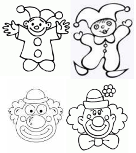 Clownzeichnung für Kinder, Malvorlagen mit Bleistift