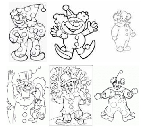 Clownzeichnung für Kinder, Malvorlagen mit Bleistift
