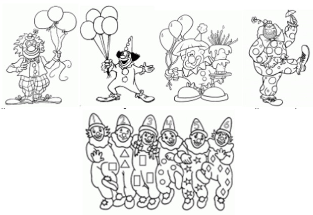 Clownzeichnung für Kinder, Malvorlagen mit Bleistift