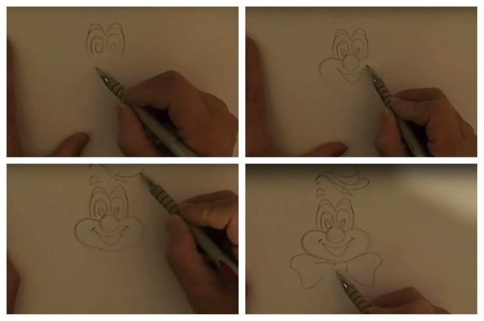 Clownzeichnung für Kinder, Malvorlagen mit Bleistift