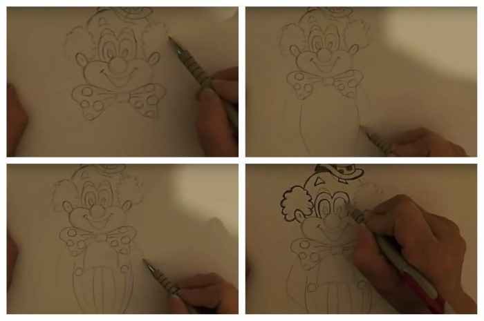 Clownzeichnung für Kinder, Malvorlagen mit Bleistift