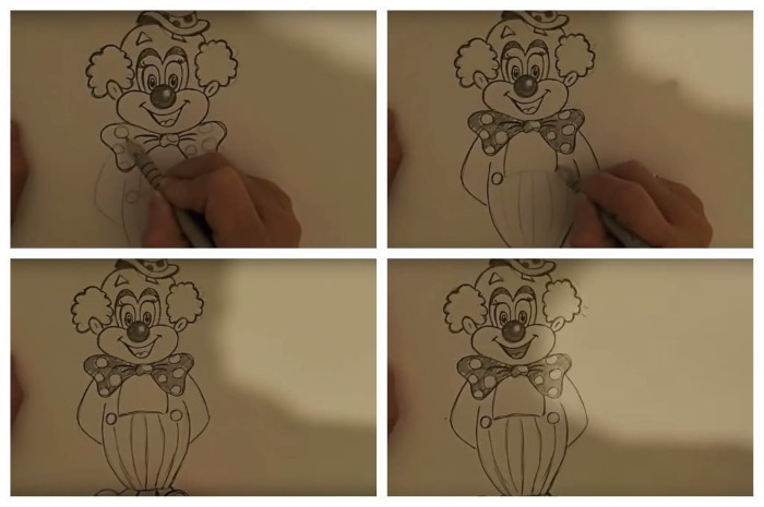 Clownzeichnung für Kinder, Malvorlagen mit Bleistift