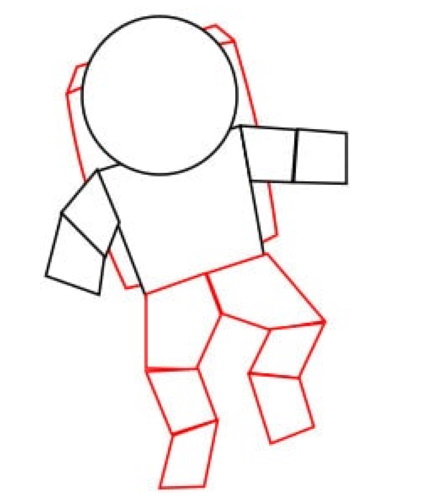 Astronautenzeichnung für Kinder mit Bleistift Schritt für Schritt