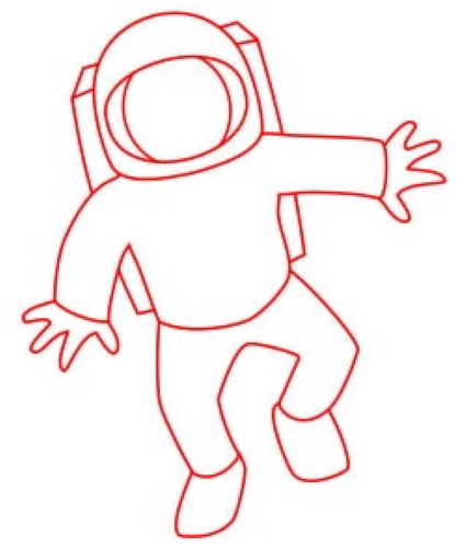 Astronautenzeichnung für Kinder mit Bleistift Schritt für Schritt