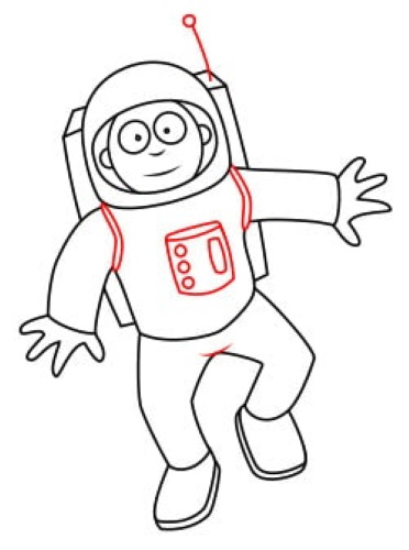 Astronautenzeichnung für Kinder mit Bleistift Schritt für Schritt