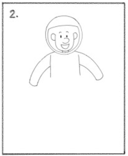 Astronautenzeichnung für Kinder mit Bleistift Schritt für Schritt