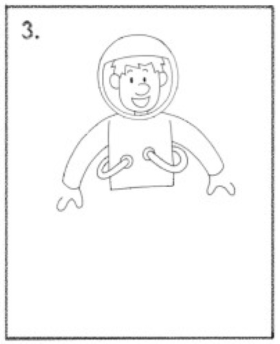 Astronautenzeichnung für Kinder mit Bleistift Schritt für Schritt