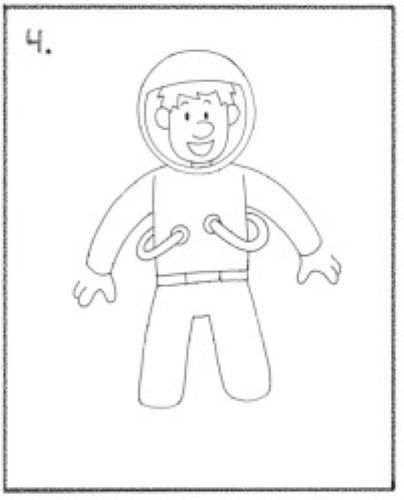 Astronautenzeichnung für Kinder mit Bleistift Schritt für Schritt