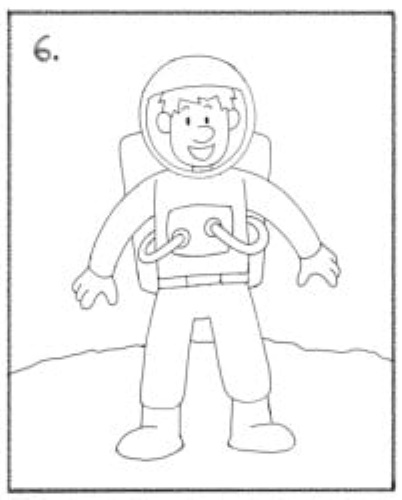 Astronautenzeichnung für Kinder mit Bleistift Schritt für Schritt