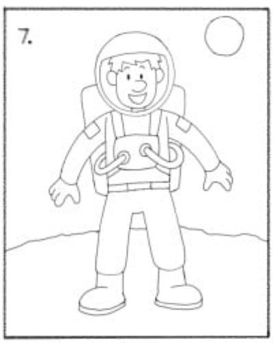 Astronautenzeichnung für Kinder mit Bleistift Schritt für Schritt