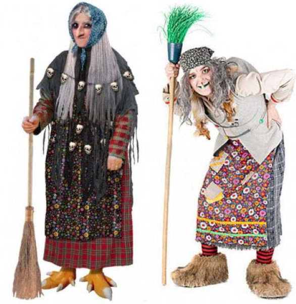 DIY-Baba-Jaga-Kostüm für Erwachsene aus Restmaterialien. Foto
