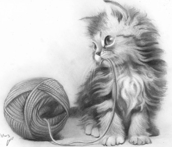 Katzenzeichnung für Kinder mit Bleistift
