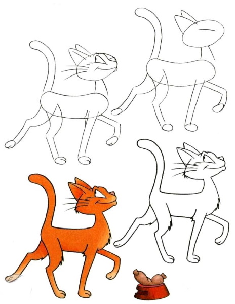 Katzenzeichnung für Kinder mit Bleistift