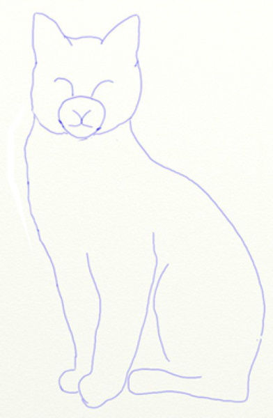 Katzenzeichnung für Kinder mit Bleistift